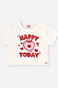 Conjunto Infantil Menina Blusa Boxy e Saia-Short Happy Today