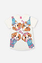 Conjunto Infantil com Blusa Cachorrinhos e Legging em Suplex – Look Menina Verão com Strass NATURAL/RS IOGURTE