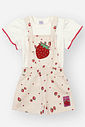 Conjunto Bebê Menina com Jardineira de Morangos e Blusa de Algodão – Look Infantil Berry Sweet Cinti NATURAL/OFF WHITE