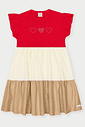Vestido Infantil Color Block 3 Corações Vermelho Abrange