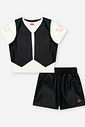 Conjunto Infantil Look Boiadeira com Blusa em Cotton e Shorts com Colete em PU – Look Menina Verão NATURAL/PRETO/PRETO