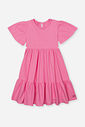 Vestido Infantil Soltinho com Babado e Strass para Meninas ROSA CONFETE