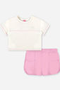 Conjunto Infantil Menina Blusa Boxy e Short com Linho Iogurte