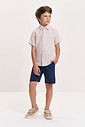Conjunto Infantil Menino Camisa Melange e Bermuda em Linho