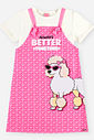 Conjunto Infantil Menina Blusa e Salopete Poodle com Strass