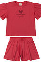 Conjunto Infantil Laço de Blusa Bufante e Shorts Cereja Conjunto Infantil Laço de Blusa Bufante e Shorts Cereja
