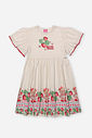 Vestido Infantil em Cotton Linho Off White – Vestido Menina Verão com Strass e Pompons OFF WHITE
