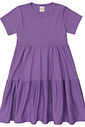 Vestido Infantil em Camadas Básico Manga Curta Roxo Vestido Infantil em Camadas Básico Manga Curta Roxo