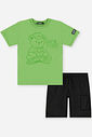 Conjunto Menino Camiseta Urso Gamer e Bermuda Selva