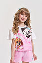 Blusa Infantil em Meia Malha com Estampa de Cachorrinhos – Camiseta Menina Verão com Strass NATURAL