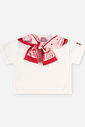 Conjunto Infantil Menina Blusa Boxy com Lenço e Short Vermelho