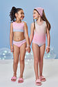 Maiô Infantil em Malha Foil Degradê e Malha UV – Moda Praia Menina Verão com Brilho ROSA IOGURTE