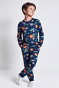 Pijama de Inverno Infantil Menino Dino World Divertto AZUL MARINHO