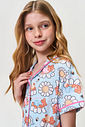 Conjunto Infantil Menina Pijama Ursinhas e Flores em Malha Suede