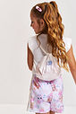 Conjunto Infantil Awesome Squad com Shorts e Bolsa Holográfica – Conjunto Menina Cinti NATURAL/RS IOGURTE/HOLOGRAFICO