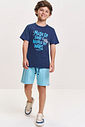 Conjunto Infantil Camiseta Surf e Bermuda de Moletom Azul