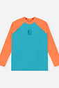 Conjunto Menino em Malha UV Camiseta e Sunga Listrada Sky