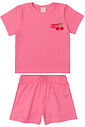 Conjunto Infantil Blusa Cherry Lady e Shorts Rosa