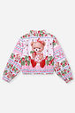 Jaqueta Infantil Corta Vento em Nylon com Elastano – Casaco Menina Verão Estampado com Strass ROSA IOGURTE