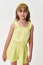 Conjunto Infantil Menina Cropped com Strass e Short Lemon