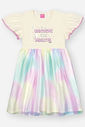 Vestido Infantil Manga Curta com Tule – Vestido Menina Temático Unicórnio Mundo Cinti