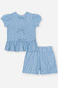 Conjunto Bebê Menina Bata com Laços e Shorts em Tricoline – Look Delicado Cinti Baby AZUL DENIM