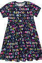 Vestido Infantil Estampado Letrinhas Azul Vestido Infantil Estampado Letrinhas Azul