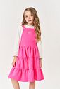 Conjunto Infantil Menina Blusa E Salopete Veludo Rosa Neon Mundo Cinti