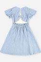 Vestido Infantil Menina Anarruga Azul com Recorte nas Costas