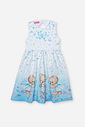 Vestido Infantil em Cetim Glow com Estampa de Ursinhas – Vestido Menina Verão com Strass AZUL PORCELANA