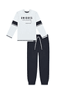 CONJ CAMISETA ML E CALCA BRANCO/PRETO