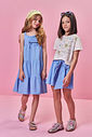 Vestido Infantil Menina Azul com Glitter em Moletinho Waffle
