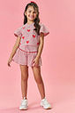 Conjunto Infantil Menina Tutti-Frutti Blusa E Short Listras Vermelho Mundo Cinti
