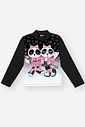 Blusa Infantil Menina Térmica Pandas Preto Mundo Cinti