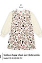Vestido Infantil Estampado de Ursinho com Pelo Carneirinho Quentinho
