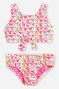 Biquíni Infantil Menina Rosa Neon Love em Malha UV