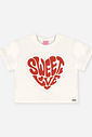 Blusa Infantil Menina Boxy Sweet Love com Glitter