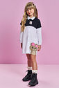 Vestido Infantil Branco Manga Longa com Colete Preto – Vestido Menina Estiloso Mundo Cinti