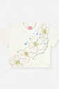 Conjunto Infantil Menina Blusa Floral e Saia-Short Azul com Laço
