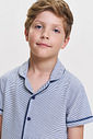 Pijama Infantil Menino Listrado com Camiseta e Bermuda Denim