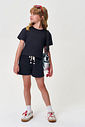 Blusa Infantil Menina Boxy Básica em Meia Malha Preta