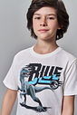 Conjunto Menino Camiseta Velociraptor e Bermuda Grafite