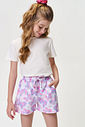 Blusa Manga Curta Infantil Menina em Cotton Básica Natural