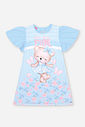 Vestido Infantil em Cotton com Estampa de Ursinha – Vestido Menina Verão com Strass AZUL PORCELANA