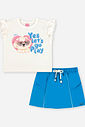Conjunto Infantil Menina Blusa Boxy Shih Tzu e Short-Saia com Strass