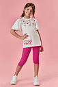 Conjunto Infantil Menina Tutti-Frutti Blusa E Calça Capri Pink Mundo Cinti