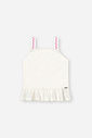 Conjunto Infantil com Regata Boxy em Cotton e Shorts em Moletinho – Look Menina Verão com Algodão NATURAL/RS IOGURTE