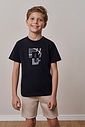 Camiseta Infantil Estampa Basquete Grafismo Preto