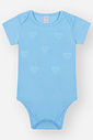 Body Bebê Menina em Cotton com Corações em Strass – Body Infantil Básico e Confortável Cinti Baby AZUL PORCELANA