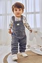 Conjunto Camiseta Total Print E Jardineira Chumbo Abrange